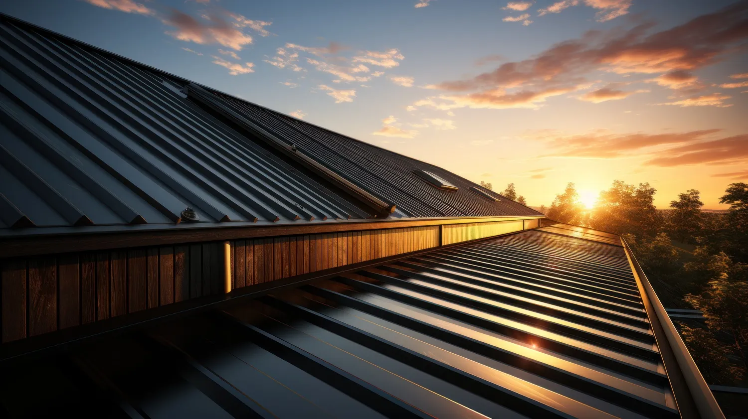 steel metal roofing on the modern house