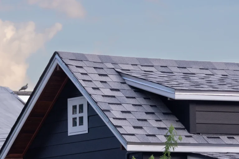 close up to newly installed ashphalt shinge roof