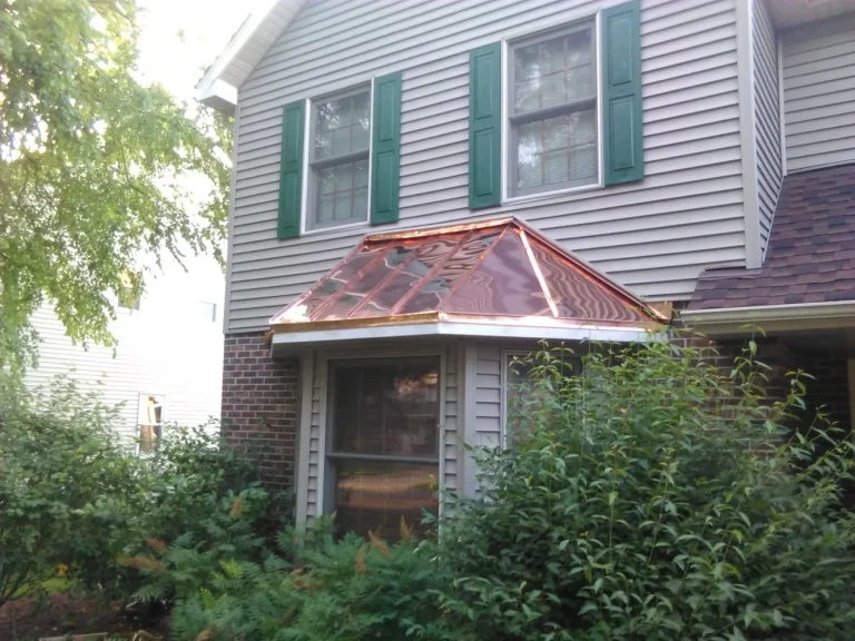 copper awning done by metal roofing contractors Naperville based