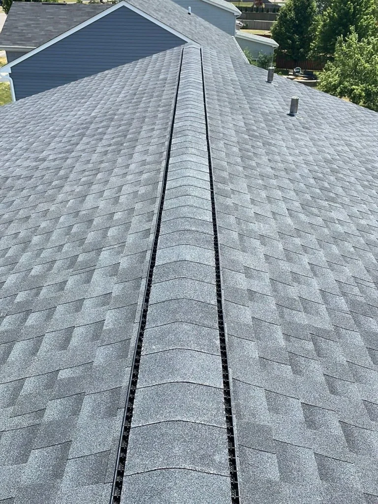 close up to the end result after roof installation project